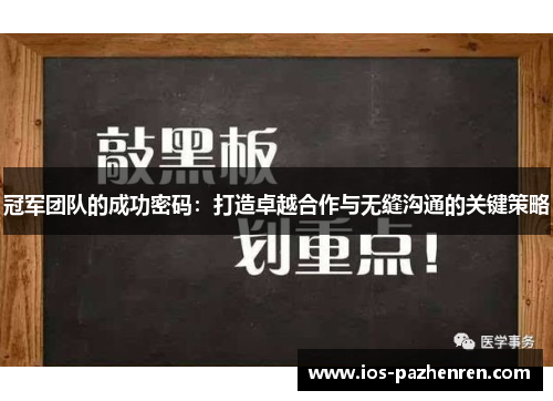 冠军团队的成功密码：打造卓越合作与无缝沟通的关键策略