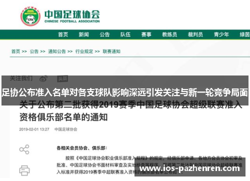 足协公布准入名单对各支球队影响深远引发关注与新一轮竞争局面